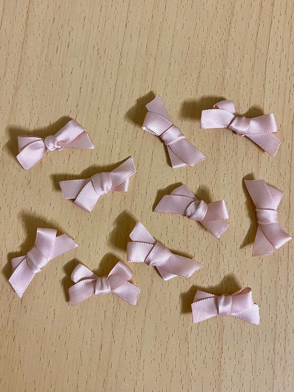 Handmade Light Rose Pink Satin Ribbon Mini Bows DIY Jewelry Arts Craft Accessory
